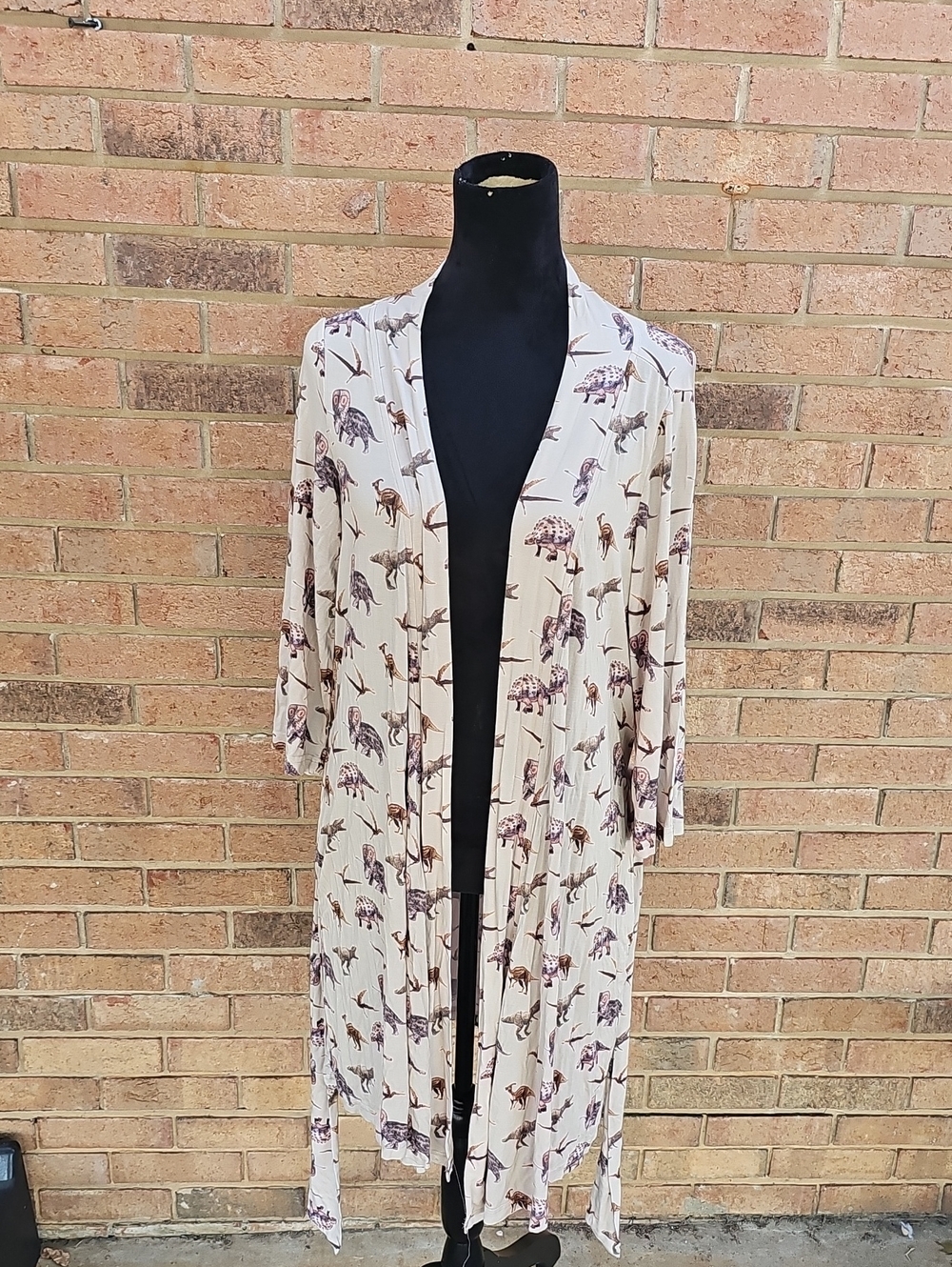 NWOT Posh Peanut Cream Kimono Robe with Brown & Purple Animal Print Size M